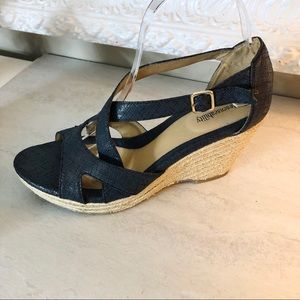 Solesenseability navy and natural wedges